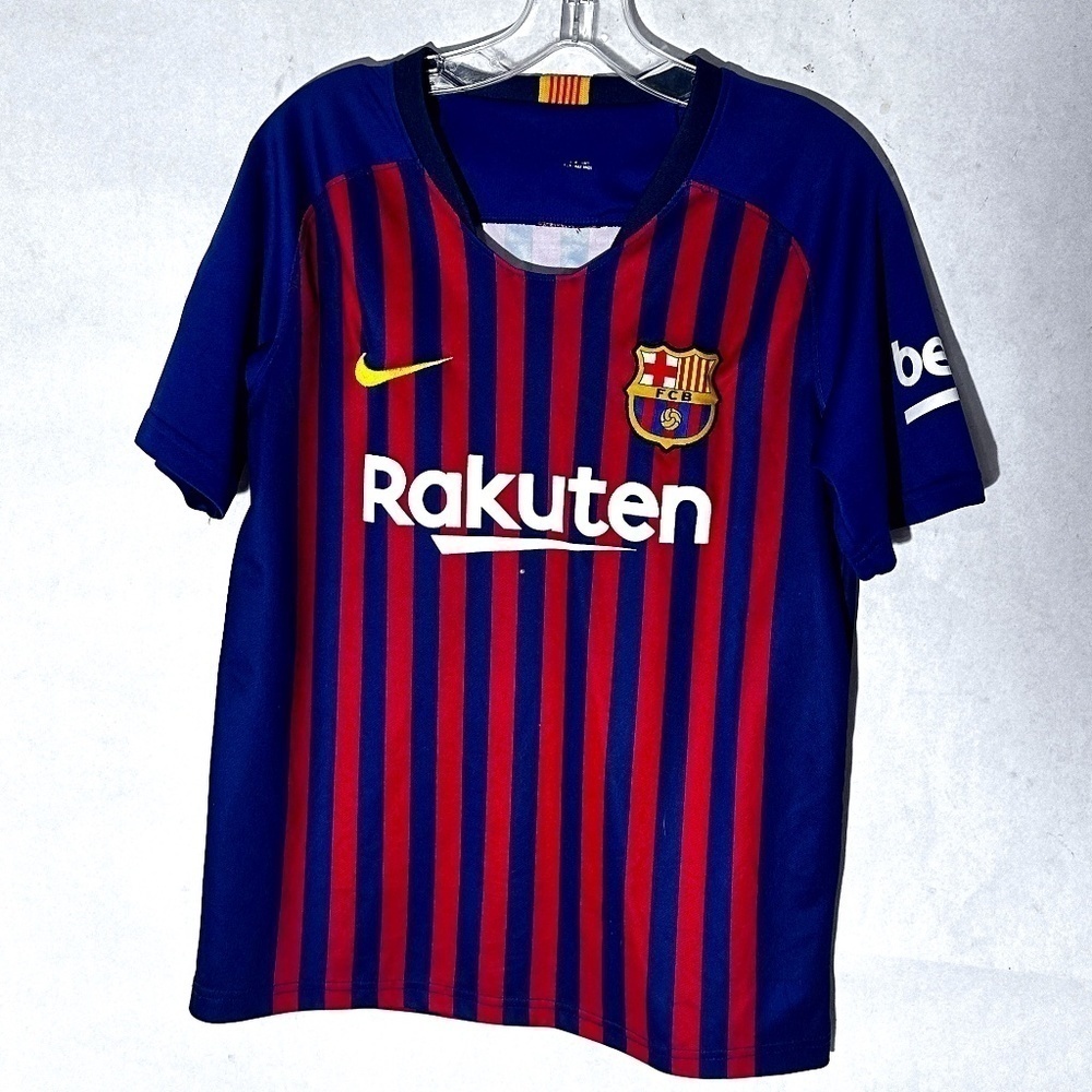 NIKE Euro Futbol Soccer Barcelona Red Blue Short Sleeve Shirt Football Jersey - Picture 1 of 8